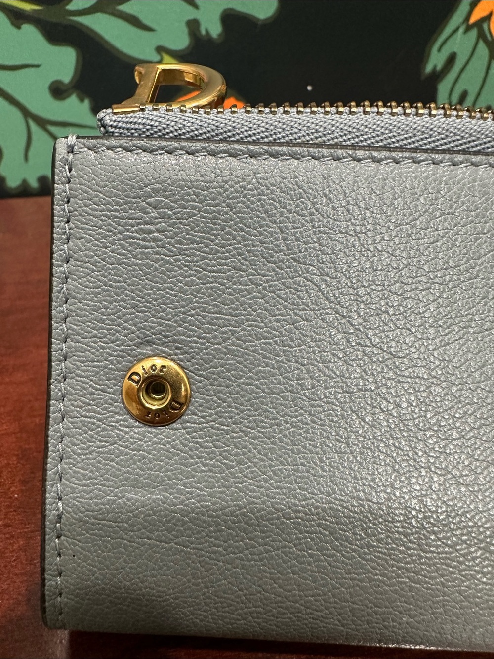 Christian Dior Saddle Lotus Wallet Gray Calfskin Gold D Hardware Compact Wallet - Picture 13 of 13